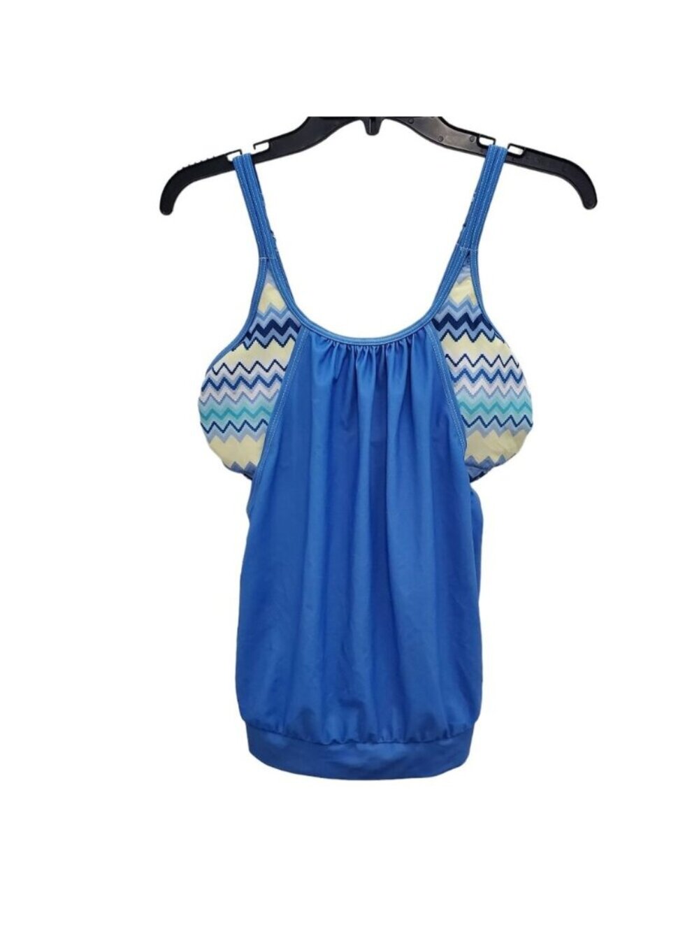 Unbranded Women's Blue Southwestern Chevron 2-fer Exposed Bra Tankini Swim Set M